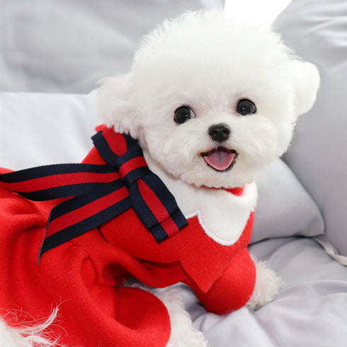 Woolen Princess Dress with Bowknot